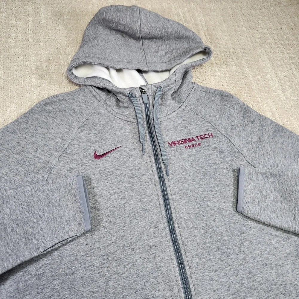 Virginia Tech Hokies Hoodie Women Large Cheer Team Issue Nike Club Fleece Zip